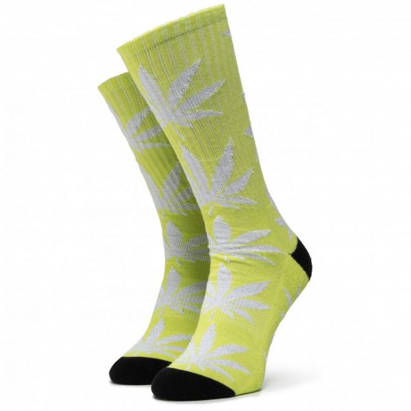 Calzini lunghi da donna HUF - Plantlife Metallic Leaves Sock SK00447 r.OS Hot Lime