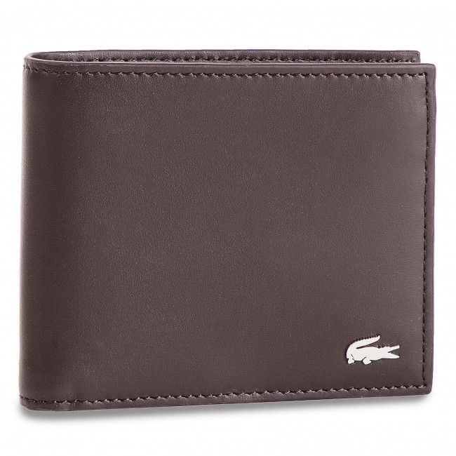 Portafoglio grande da uomo Lacoste - Large Billfold &amp; Coin NH1112FG Dark Brown 028