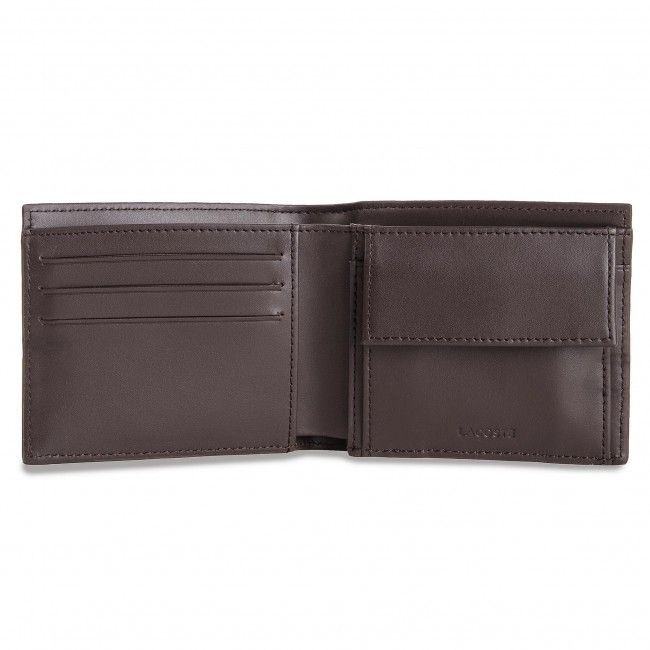 Portafoglio grande da uomo Lacoste - Large Billfold &amp; Coin NH1112FG Dark Brown 028