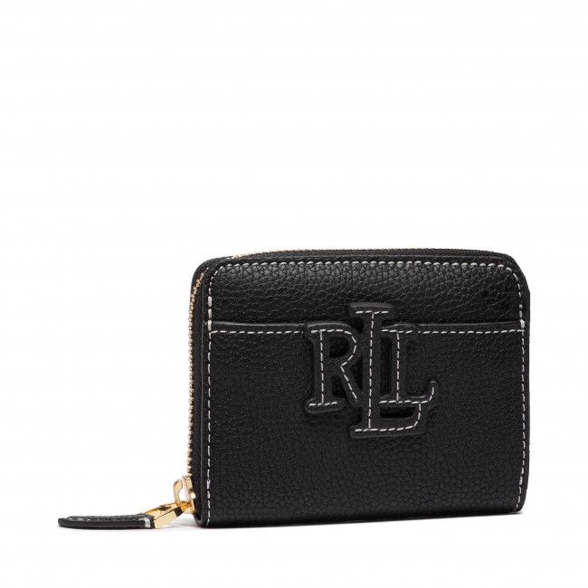 Portafoglio piccolo da donna LAUREN RALPH LAUREN - Logo Zip Wlt 432836654001 Black/Ecru