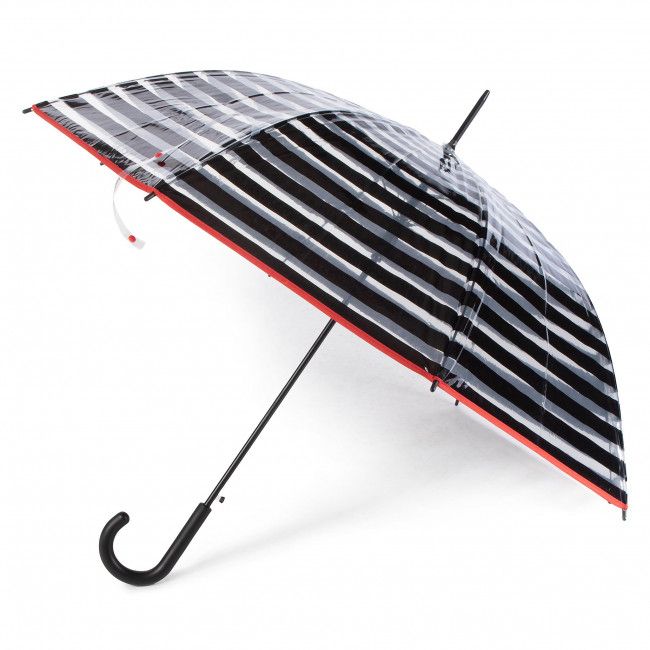 Ombrello Happy Rain - Long Ac 40985 Clear Black/Red Stripes
