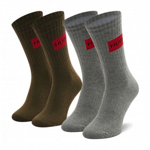 Set di 2 paia di calzini lunghi da uomo BOSS - 50460954 Grey/Green 350