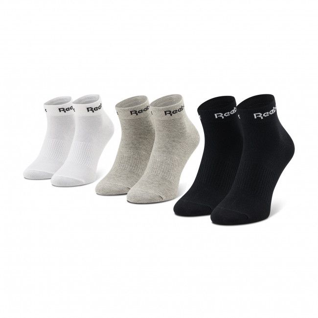 Set di 3 paia di calzini corti unisex Reebok - Act Core Ankle Sock 3P GH8168 Mgreyh/White/Black