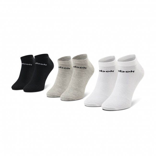 Set di 3 paia di calzini corti unisex Reebok - Act Core Low Cut Sock 3P GH8229 Mgreyh/White/Black