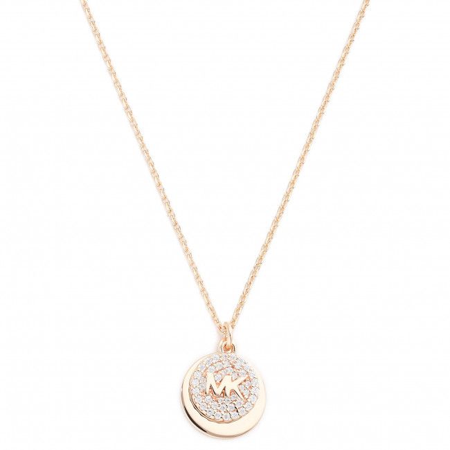 Collana Michael Kors - Pave Coin Neck MKC1515AN791 Rose Gold Clear Cz