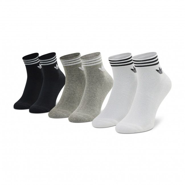 Set di 3 paia di calzini corti unisex adidas - Trefoil Ankle HC9550 Bianco Grigio