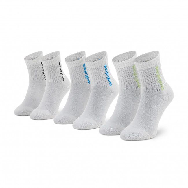 Set di 3 paia di calzini lunghi unisex adidas - Half-Cushioned Quarter HD2217 White