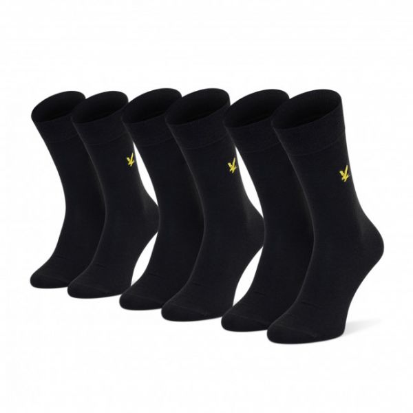 Set di 3 paia di calzini lunghi da uomo LYLE & SCOTT - Angus LSSK500 r.40-46 Black 5003 Set di 3 paia di calzini lunghi da uomo LYLE & SCOTT - Angus LSSK500 r.40-46 Black 5003