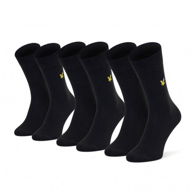 Set di 3 paia di calzini lunghi da uomo LYLE &amp; SCOTT - Angus LSSK500 r.40-46 Black 5003