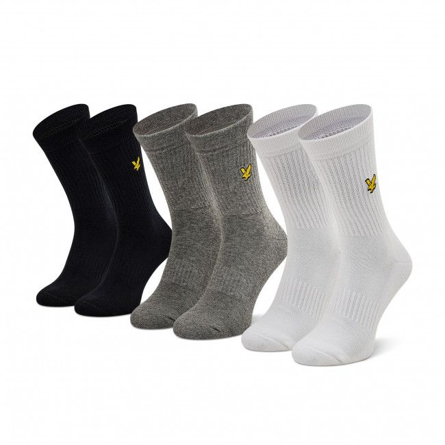 Set di 3 paia di calzini lunghi da uomo LYLE &amp; SCOTT - Hamilton LS-SPRT-SK-502-3321 Black/Grey/Bright White