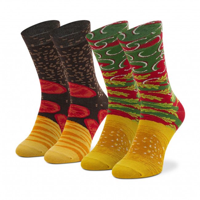 Set di 2 paia di calzini lunghi unisex Rainbow Socks - Tasty Burger Marrone