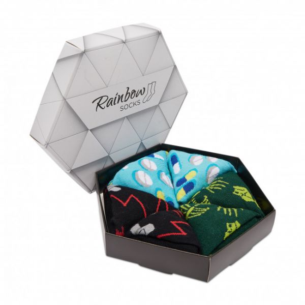 Set di 3 paia di calzini lunghi unisex RAINBOW SOCKS - Rainbow Socks Box Doctor Multicolore Verde