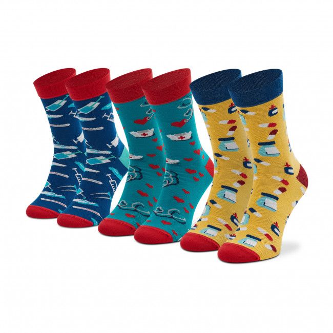 Set di 3 paia di calzini lunghi unisex Rainbow Socks - Rainbow Socks Box Nurse Blu