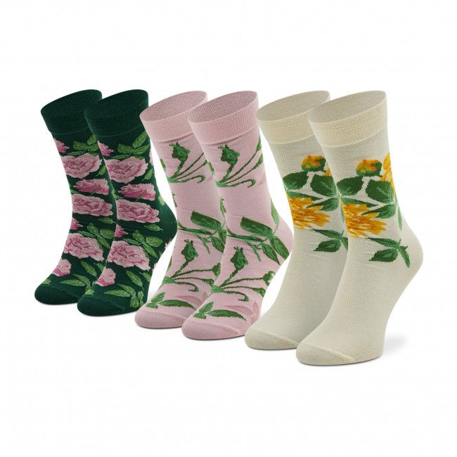 Set di 3 paia di calzini lunghi da donna RAINBOW SOCKS - Rainbow Socks Box Flower Multicolore Rosa