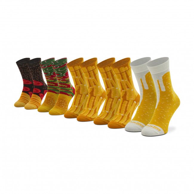 Set di 5 paia di calzini lunghi da uomo RAINBOW SOCKS - Tasty Meal Socks Box Giallo Multicolore