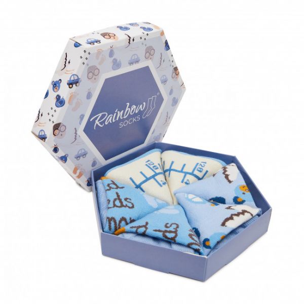 Set di 3 paia di calzini lunghi da uomo Rainbow Socks - Rainbow Socks Box Parent Blu