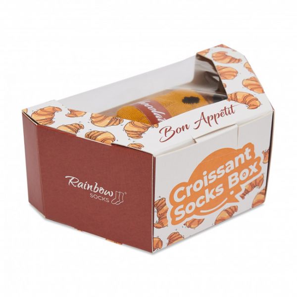 Calzini lunghi unisex RAINBOW SOCKS - Tasty Croissant Marrone