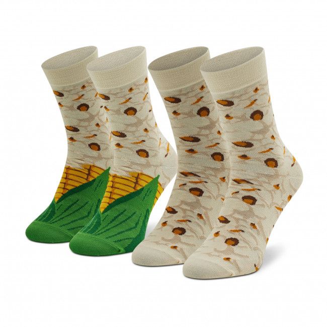 Set di 2 paia di calzini lunghi unisex Rainbow Socks - Tasty Popcorn Beige