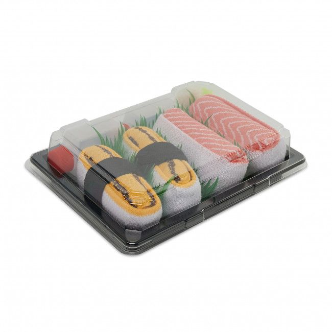 Set di 2 paia di calzini lunghi unisex Rainbow Socks - Sushi Socks Box 1x Salmon Nigiri 1x Tamago Omelette Nigiri Multicolore