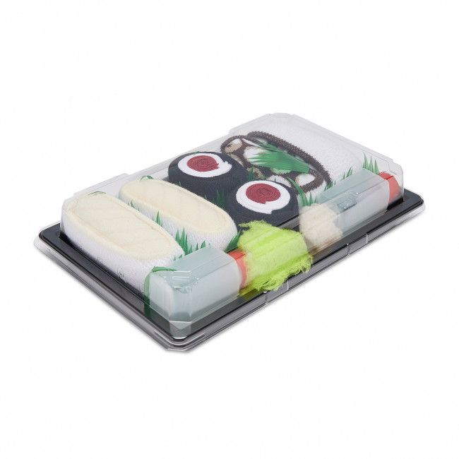 Set di 3 paia di calzini lunghi unisex Rainbow Socks - Sushi Socks Box 1x Butter Fish Nigiri 1x Tuna Maki 1x Octopus Nigiri Beige