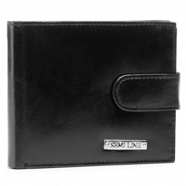 Portafoglio grande da uomo Semi Line - P8226-0 Nero