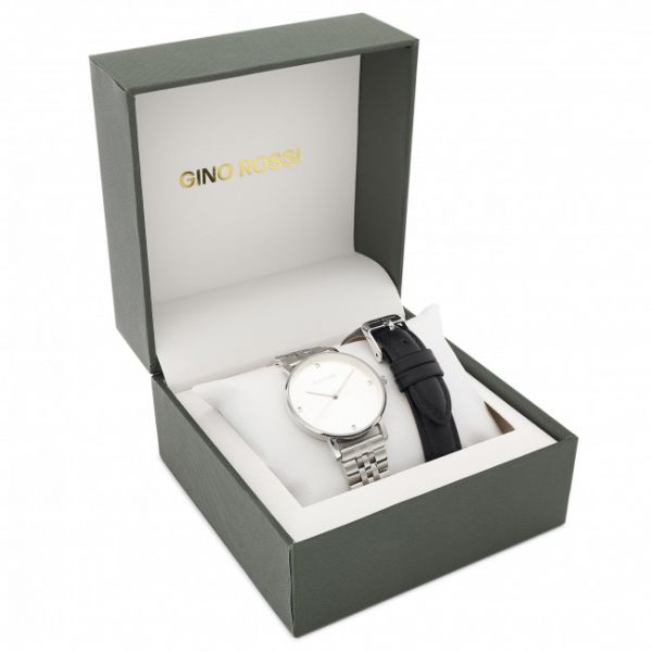 Orologio Gino Rossi - GR GIFT SET 03W Silver/Black Orologio Gino Rossi - GR GIFT SET 03W Silver/Black