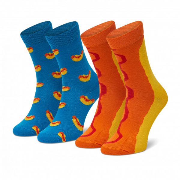 Set di 2 paia di calzini lunghi da bambini HAPPY SOCKS - KHDO02-6700 Arancione Blu