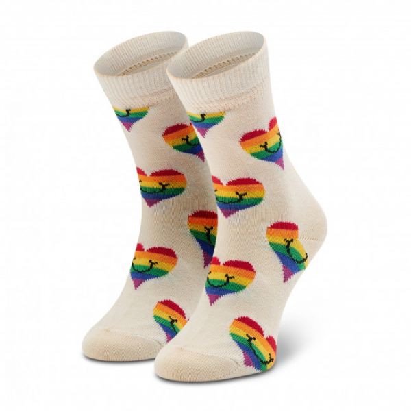 Calzini lunghi da bambini HAPPY SOCKS - KPRS01-1300 Bianco