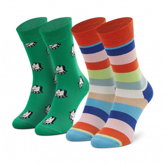 Set di 2 paia di calzini lunghi unisex Happy Socks - XDOS02-7300 Verde