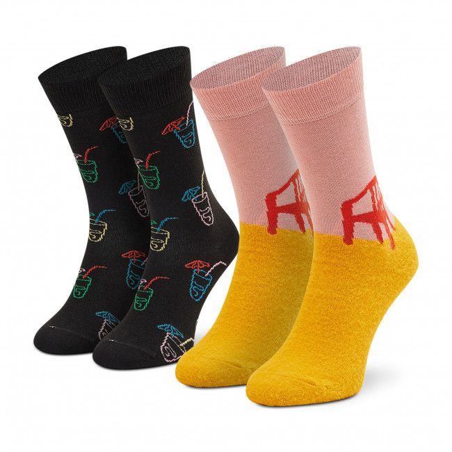 Set di 2 paia di calzini lunghi unisex Happy Socks - XHAV02-0200 Giallo
