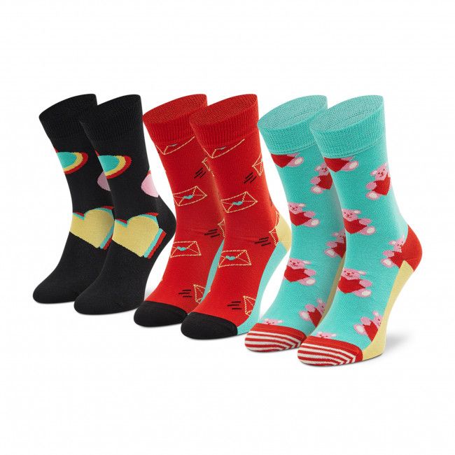 Set di 3 paia di calzini lunghi unisex HAPPY SOCKS - XLOS08-4300 Multicolore Rosso