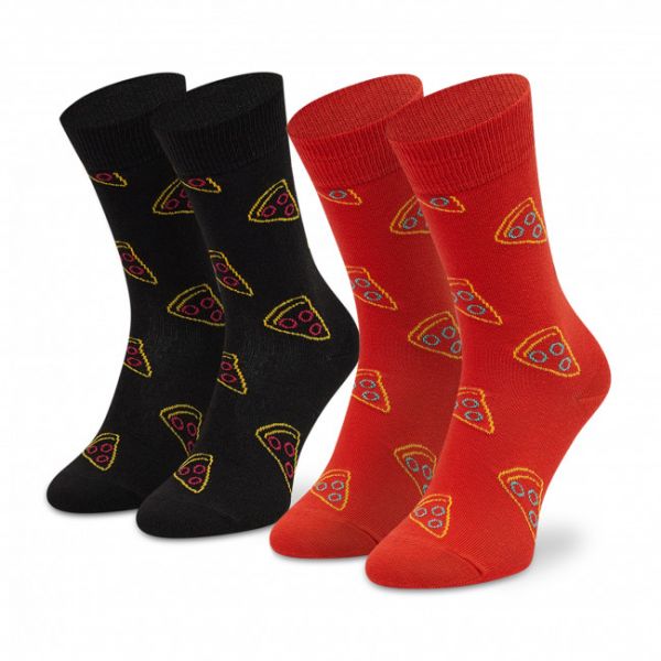 Set di 2 paia di calzini lunghi unisex HAPPY RAIN - XPIZ02-0200 Nero Rosso