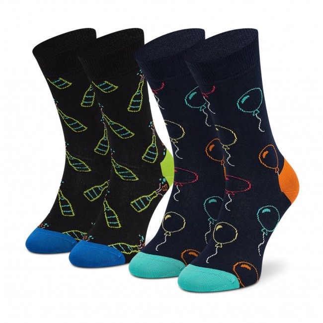 Set di 2 paia di calzini lunghi unisex Happy Socks - XYDI02-6500 Blu scuro