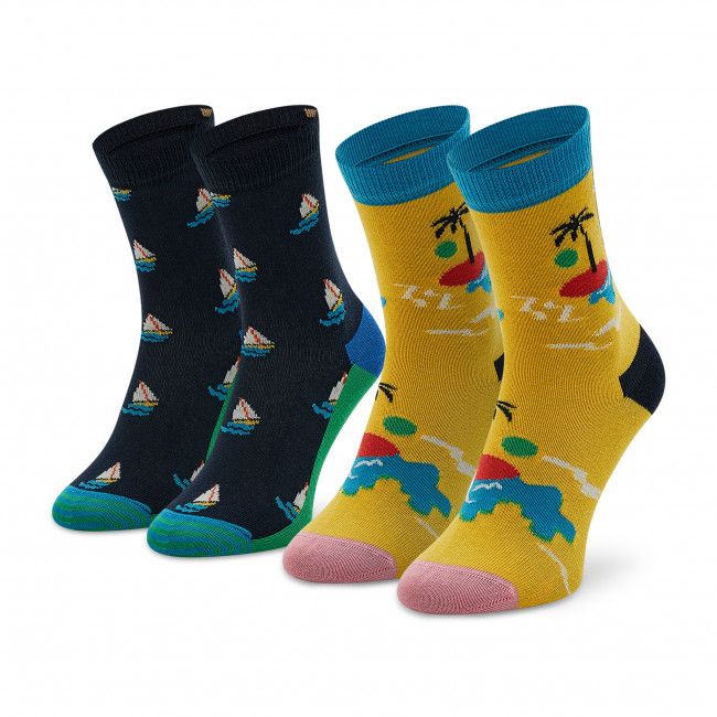 Set di 2 paia di calzini lunghi unisex HAPPY SOCKS - KIIT02-6500 Multicolore