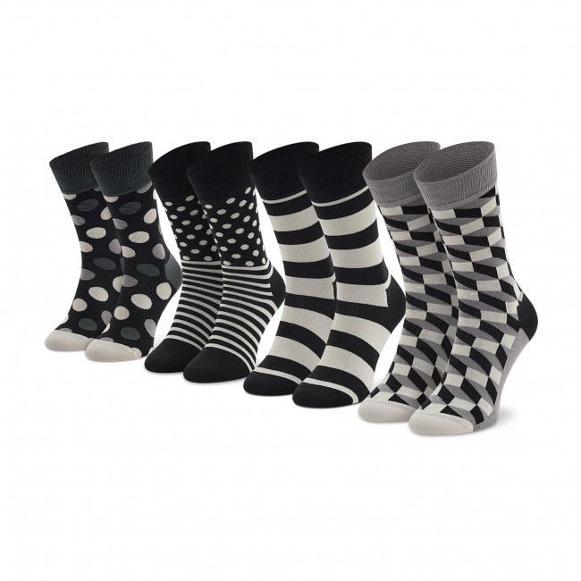 Set di 4 paia di calzini lunghi unisex HAPPY SOCKS - XCBW09-9150 Czarny