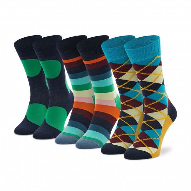 Set di 3 paia di calzini lunghi unisex Happy Socks - XCCS08-7303 Multicolore