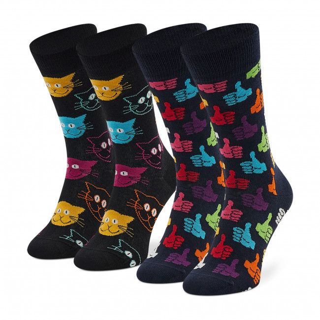 Set di 2 paia di calzini lunghi unisex Happy Socks - MJA02-9050 Nero