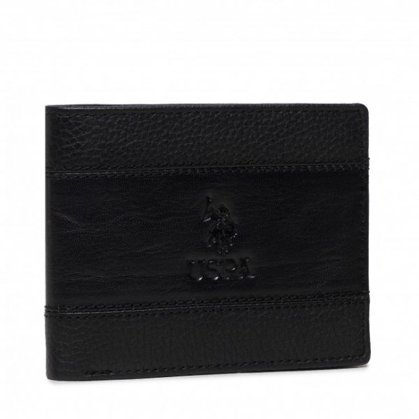 Portafoglio grande da uomo U.S. POLO ASSN. - Horiz Wallet w/Coin Hold WIUUO2254MHA000 Leather Black