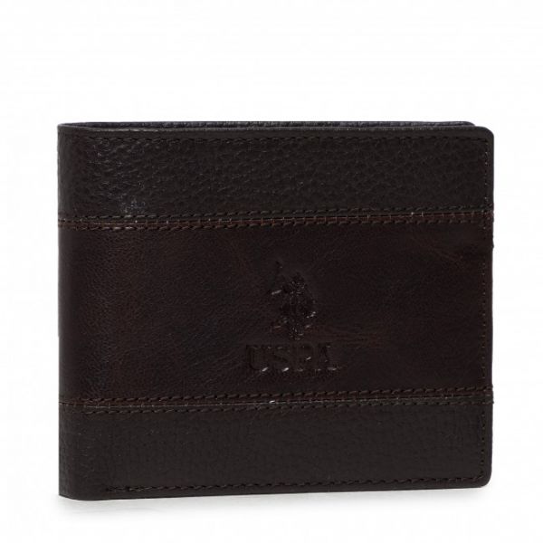 Portafoglio grande da uomo U.S. POLO ASSN. - Horiz. Wallet WIUUO2254MHA500 Brown