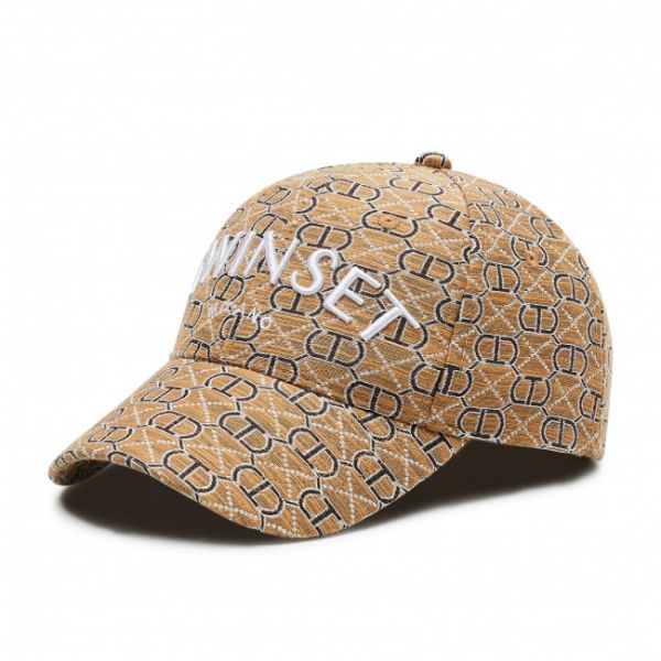 Cappellino TWINSET - 221TA4101 Logo All Over Camel