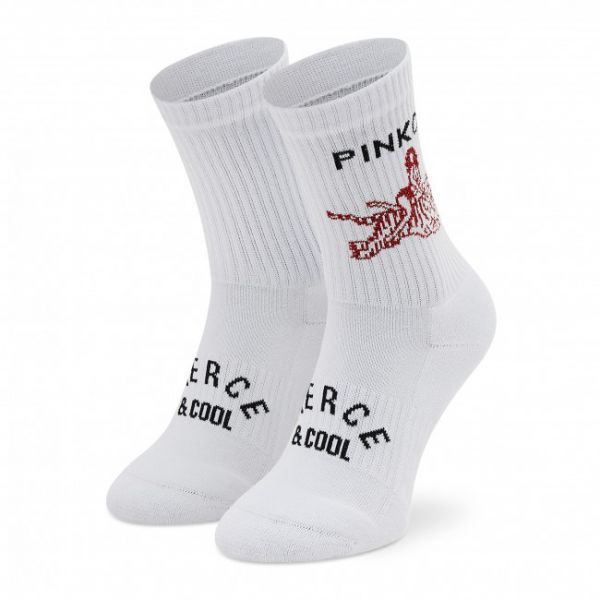 Calzini lunghi da donna Pinko - Jenny Calzino PE 22 BLKS1 1H211Q Y86P Bianco/Rosso ZR2