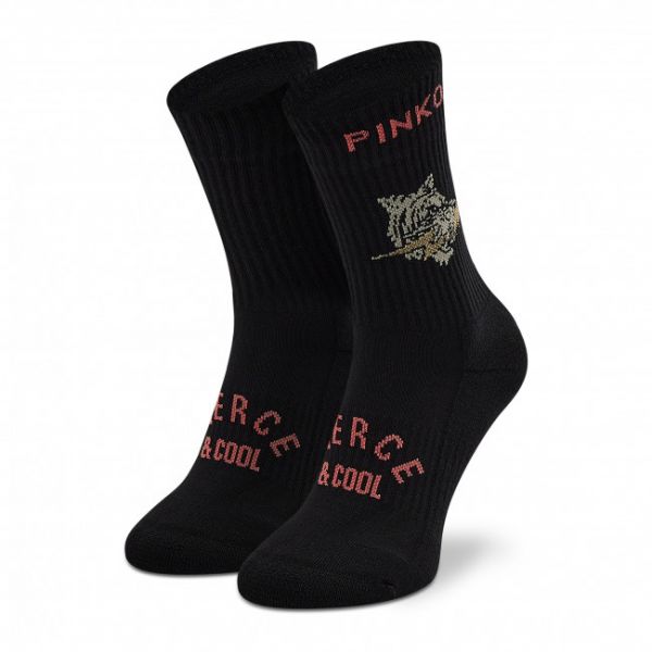 Calzini lunghi da donna Pinko - Dolma Calzino PE 22 BLKS1 1H211R Y86P Nero/Oro ZH2