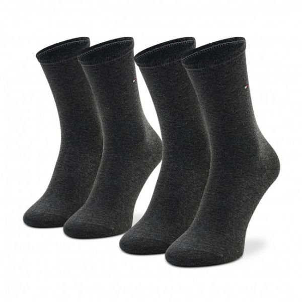 Set di 2 paia di calzini lunghi da donna Tommy Hilfiger - 371221 Anthracite Melange 030