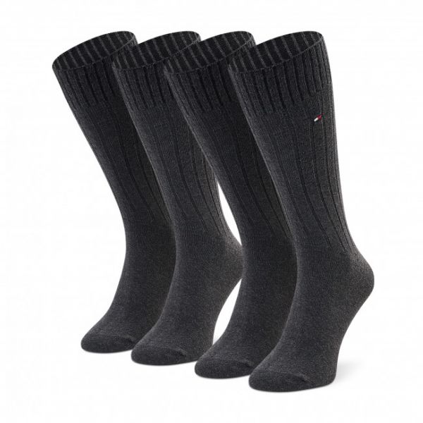 Set di 2 paia di calzini lunghi da uomo Tommy Hilfiger - 352002001 Anthracite Melange 030