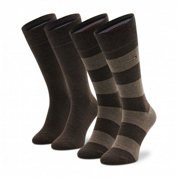 Set di 2 paia di calzini lunghi da uomo Tommy Hilfiger - 342021001 Oak 778