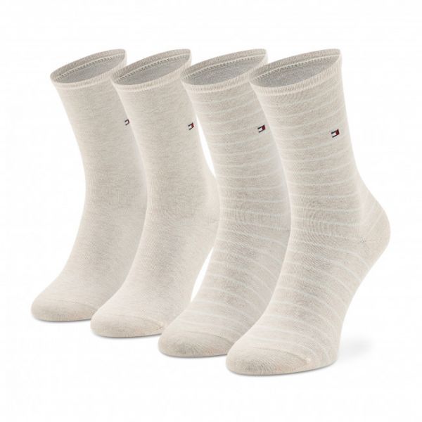 Set di 2 paia di calzini lunghi da donna Tommy Hilfiger - 100001494 Light Beige Melange 005