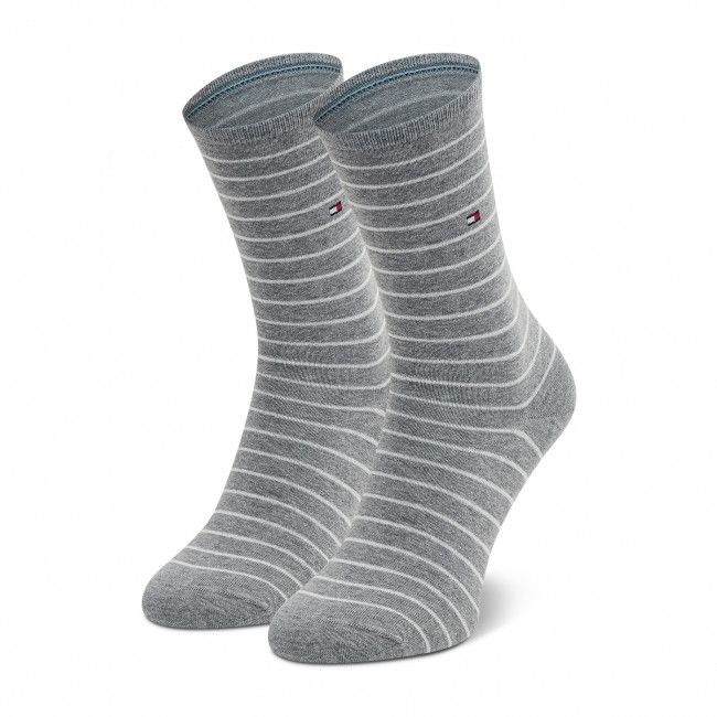 Set di 2 paia di calzini lunghi da donna TOMMY HILFIGER - 100001494 Middle Grey Melange 035