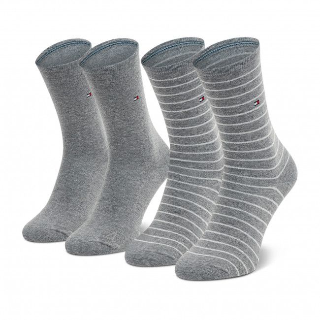 Set di 2 paia di calzini lunghi da donna TOMMY HILFIGER - 100001494 Middle Grey Melange 035
