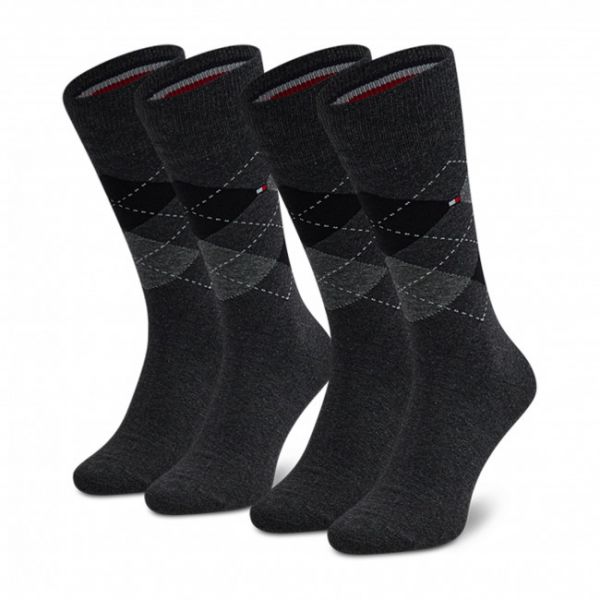 Set di 2 paia di calzini lunghi da uomo Tommy Hilfiger - 100001495 Anthracite 039