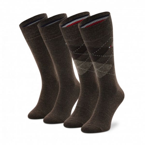Set di 2 paia di calzini lunghi da uomo Tommy Hilfiger - 100001495 Oak 778